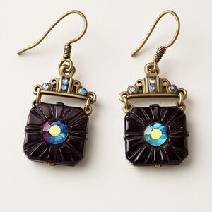 Art Deco style titanium quartz drop earrings